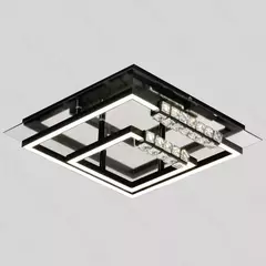 PLAFON LED CROMADO E PRETO+CRISTAL 42W 3000K