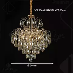 Lustre Clássico de Cristais Dourado Ø60cm na internet