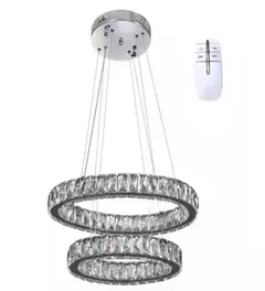 Pendente Sindora Metal Cromado e Cristal 66 watts Multitemperatura Anéis 300x500mm