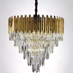 Lustre Pendente Redondo Ø58x60cm Metal e Cristal Dourado e Transparente - comprar online