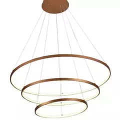 Pendente Lustre 3 aros 40x60x80cm Metal Silicone 90w Cor Dourado Bivolt - loja online