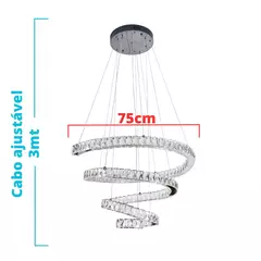 PENDENTE 75CM 120W 3000K 6000K 3000LM CONTROLE, BIVOLT METAL+CRISTAL CROMADO - comprar online