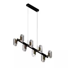 Pendente LED 3000K 60W Bivolt 30x90cm Metal e Acrílico Dourado e Preto