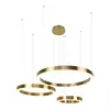 Conjunto de Pendentes LED Redondo Triplo 3500K 108W Bivolt Ø80cm Inox e Acrílico Bronze