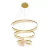 Pendente LED Redondo Triplo 3000K 112W Bivolt Ø80cm Metal e Acrílico Dourado
