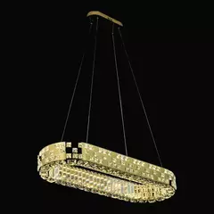Lustre Pendente LED 3000K 74W Bivolt 82x31cm Inox e Cristal Dourado e Transparente - comprar online