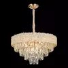 Lustre Pendente Redondo Ø55x36cm Metal e Cristal Dourado e Transparente