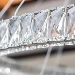 Pendente LED Redondo Séxtuplo 3000K 165W Bivolt Ø120cm Metal e Cristal Cromado na internet