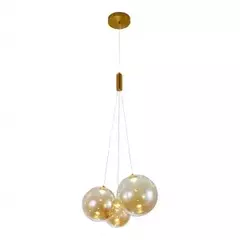 CONJUNTO DE PENDENTES DE LED 3000K 15W BIVOLT Ø33x25cm METAL E VIDRO BRONZE na internet