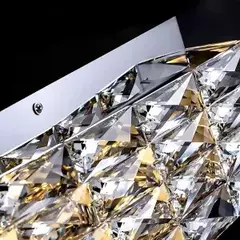 Imagem do Plafon de Sobrepor LED 3000K 40W Bivolt 46x46cm Inox e Cristal Dourado e Transparente
