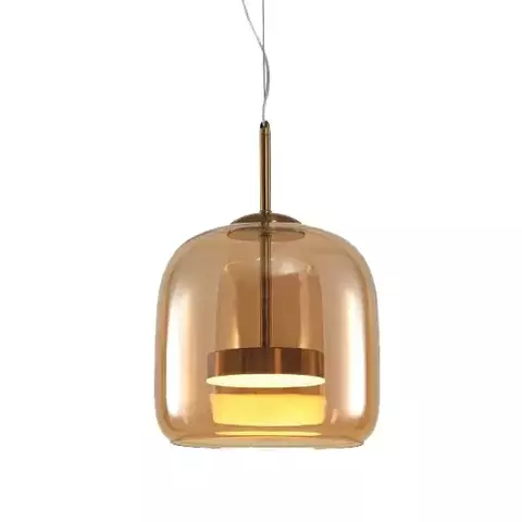 PENDENTE LED 3000K 8W BIVOLT Ø22X23CM METAL E VIDRO BRONZE E FUMÊ