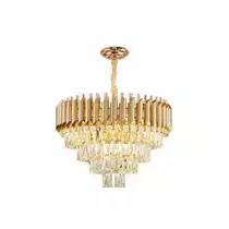 Imagem do Lustre Pendente De Cristal Dourado 50cm Redondo Sem Lâmpadas