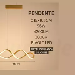 Lustre Pendente Led 56w 3000k Espiral Moderno 100cm - loja online