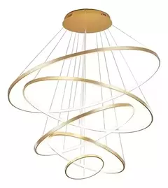 Lustre Pendente Moderno Anéis 5 Arco Pe Direito Duplo 110V/220V