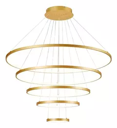 Lustre Pendente Moderno Anéis 5 Arco Pe Direito Duplo 110V/220V - comprar online