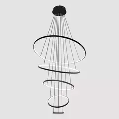 Lustre Pendente Moderno Anéis 5 Arco Pe Direito Duplo 110V/220V