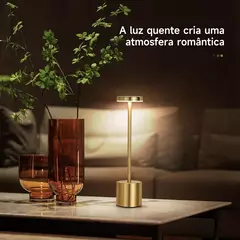 Luminária Mesa Abajur Led Dimerizável Sem Fio Recarregável - Sunshine Lustres e Iluminação