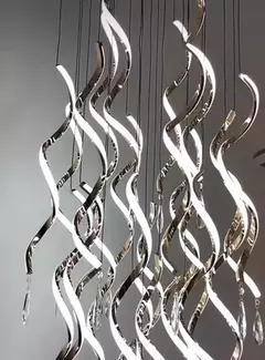 Lustre de LED 3000K 219W Bivolt 300xØ60cm Alumínio, Cristal e Silicone Dourado - comprar online
