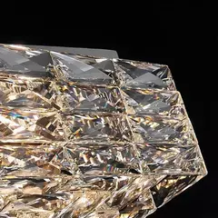 Plafon de Sobrepor LED 3000K 40W Bivolt 46x46cm Inox e Cristal Dourado e Transparente - comprar online