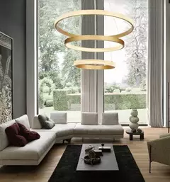 Imagem do Pendente Ø40 60 80cm 80w 3000k Bivolt Metal Dourado+Acrilico Fosco (Pintura)