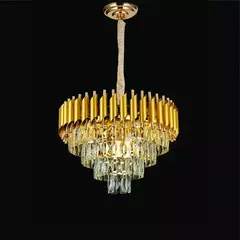 Lustre Pendente De Cristal Dourado 50cm Redondo Sem Lâmpadas - loja online