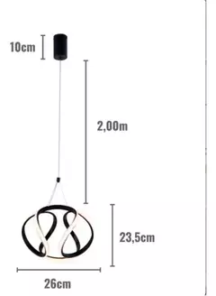 Pendente LED 3000K 39W Bivolt Ø20cm Metal e Silicone Preto - comprar online