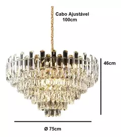 PENDENTE 75×46CM E14×16, METAL+CRISTAL DOURADO - loja online