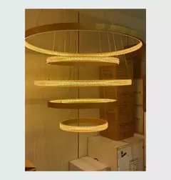 Pendente LED Redondo Quíntuplo 3000K 140W Bivolt Ø100cm Alumínio Dourado na internet