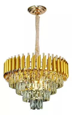Lustre Pendente De Cristal Dourado 50cm Redondo Sem Lâmpadas - Sunshine Lustres e Iluminação