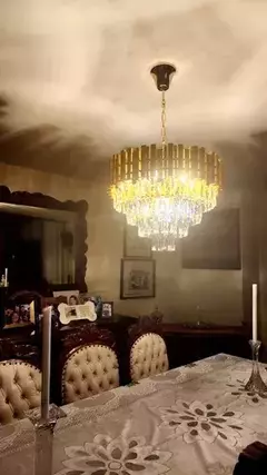 Lustre Dourado Vana Cristal Dcd00458 E14 Sindora 127/220V - Sunshine Lustres e Iluminação