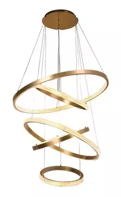 Pendente LED Redondo Quíntuplo 3000K 140W Bivolt Ø100cm Alumínio Dourado