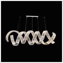 Pendente LED 3000K 136W 120x30cm Metal Dourado e Cristal Transparente - comprar online