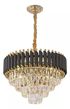 Lustre Pendente De Cristal Dourado 50cm Redondo Sem Lâmpadas na internet