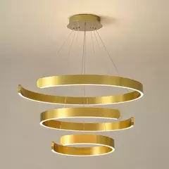 Pendente 94 watts 3000K Alumínio Dourado e Silicone Ø400x600x800mm - Sunshine Lustres e Iluminação