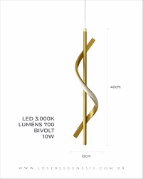 Pendente Luminária Led Espiral Dna Moderno Luxo Cor Dourado - Sunshine Lustres e Iluminação
