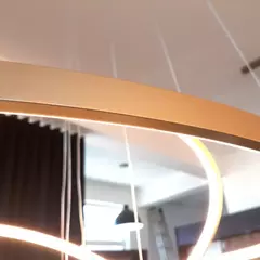 Pendente Lustre 3 aros 40x60x80cm Metal Silicone 90w Cor Dourado Bivolt - Sunshine Lustres e Iluminação