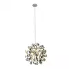Pendente Redondo Ø55cm Inox e Cristal Dourado e Transparente