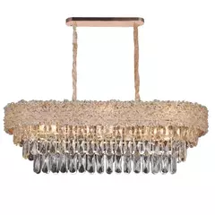 Lustre Pendente Retangular 80x30cm Metal e Cristal Dourado e Transparente na internet