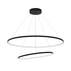 Pendente LED Redondo Duplo 3000K 45W Bivolt Ø60cm Metal e Silicone Preto Fosco - comprar online