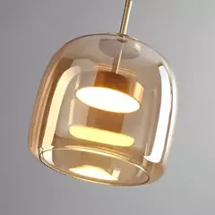 PENDENTE LED 3000K 8W BIVOLT Ø22X23CM METAL E VIDRO BRONZE E FUMÊ - comprar online