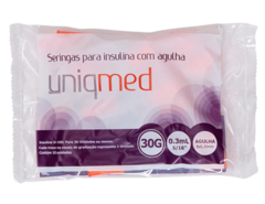 SERINGA P/ INSULINA 0,3 ML COM AGULHA - 8mm x 0,30mm - 30G - PCT 10 UND.