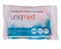SERINGA P/ INSULINA 0,5 ML COM AGULHA - 8mm x 0,30mm - 30G - PCT 10 UND.