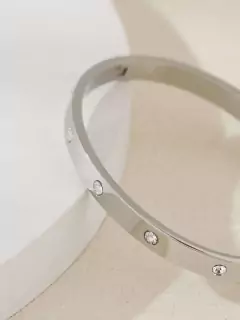 Bracelete Amara 6mm Cravejado Strass - Steel Rock