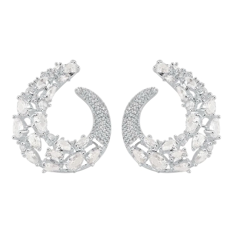 Brinco Gota Toda Cravejada - Prata Folheada