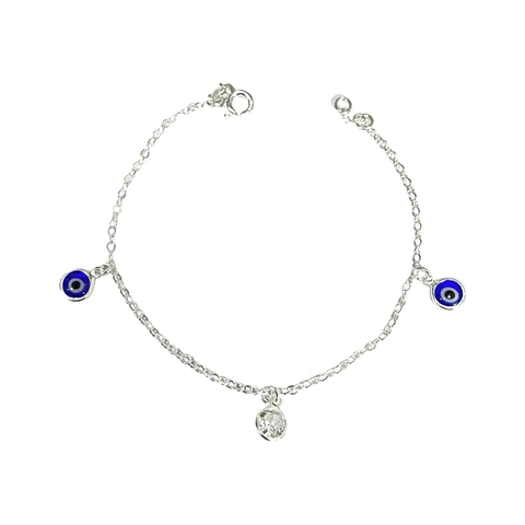 Pulseira Olho Grego Ponto de Luz - Prata 925*