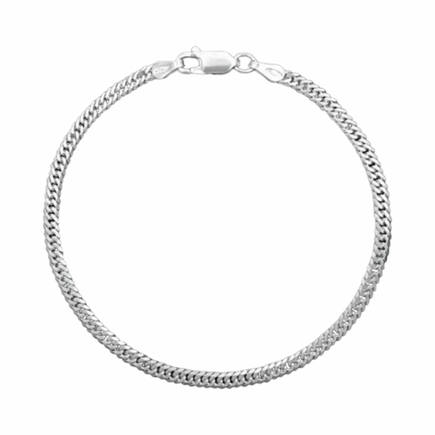 Pulseira Masculina Grumet Duplo 3MM - Prata 925**