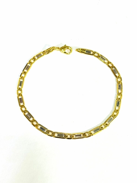 Pulseira Masculina Fígaro Detalhes Prata 5MM