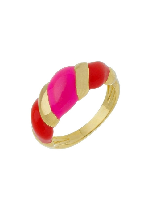 Anel Croissant Vermelho e Rosa**