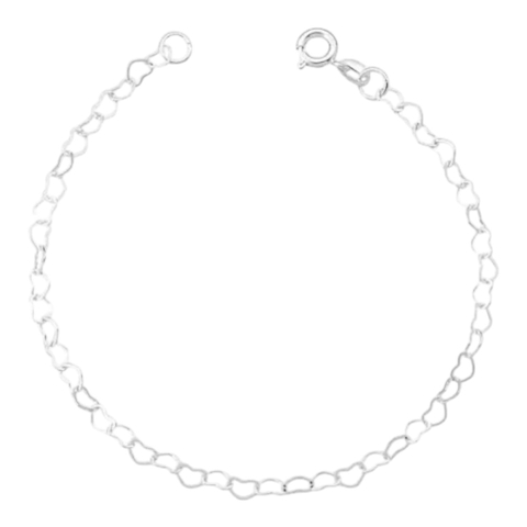 Pulseira Elos Corações - Prata Folheada'
