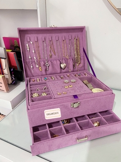 Joyero de gamuza "Florencia" lila - comprar en línea